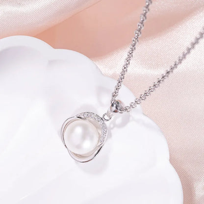 Custom lab grown diamond zircon 925 sterling silver chain necklace circle pearl womens pendant for women