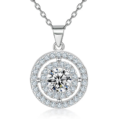 Hot Sale Double Round Pendant Tarnish Free Jewelry Women 925 Sterling Silver Necklaces