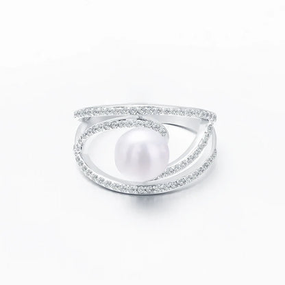 S925 pure silver pearl ring, female niche design, light luxury, high-end feeling, cool style, Instagram trendy fashion