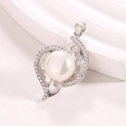 Trendy design sterling silver cultured real freshwater pearl heart shaped charm pendant