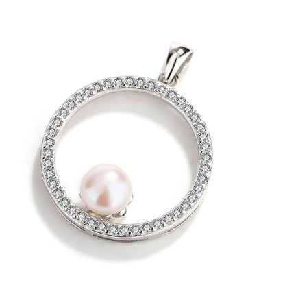 Custom jewelry designer 925 sterling silver necklace circle charm freshwater pearl round pendant