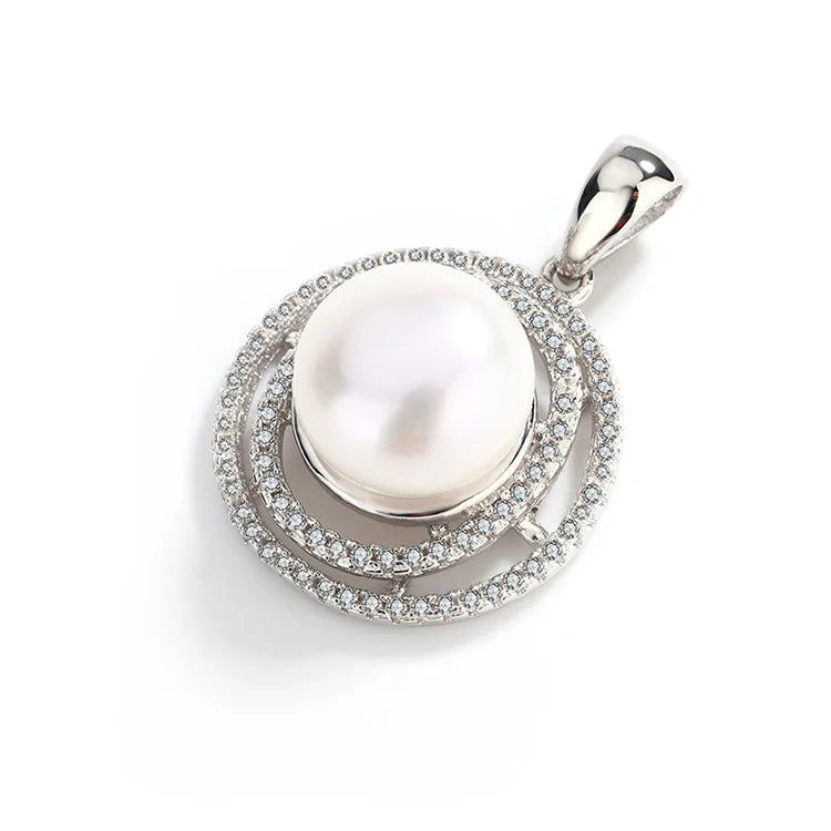 Custom jewelry 925 sterling silver freshwater pearl round circle necklace pendants and charms