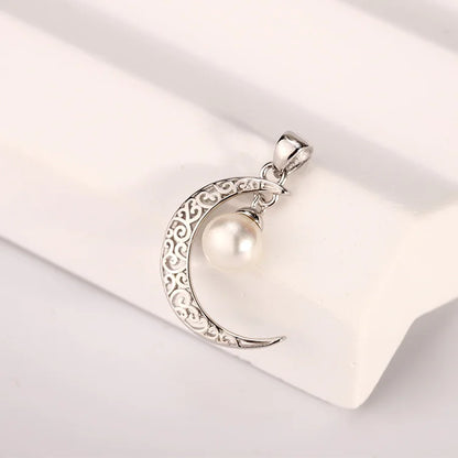 Custom OEM 925 sterling silver jewelry crescent moon long pendant necklace for women