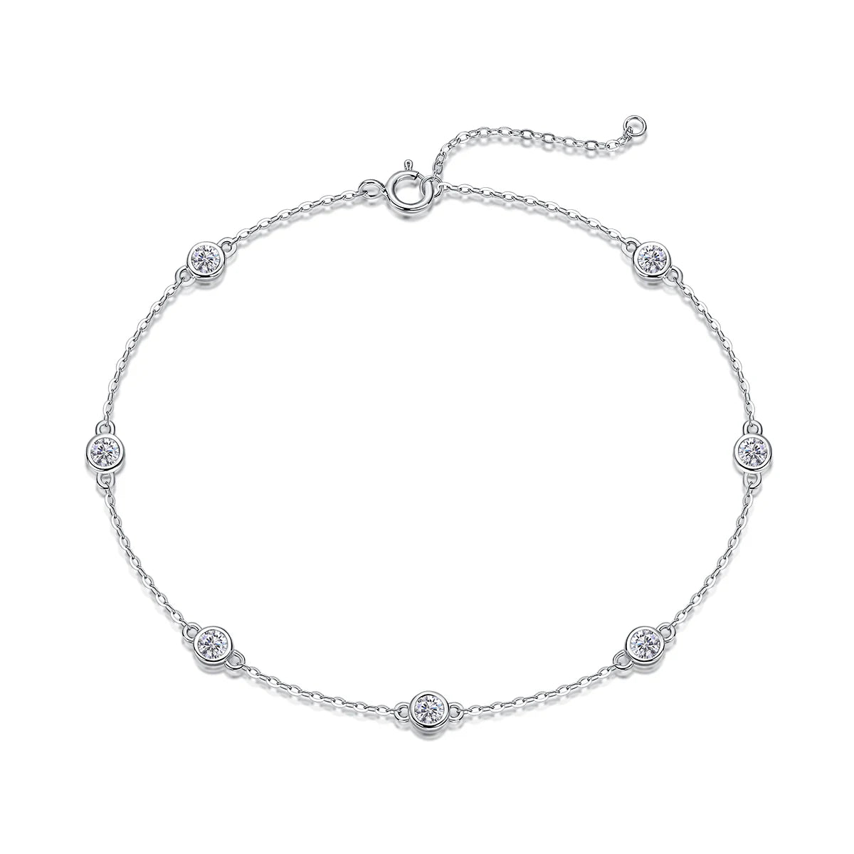 925 Solid Silver Diamond Moissanite Crystal Round Bracelet 925 Sterling Silver Bracelet Moissanite Bracelet Gift L230713081