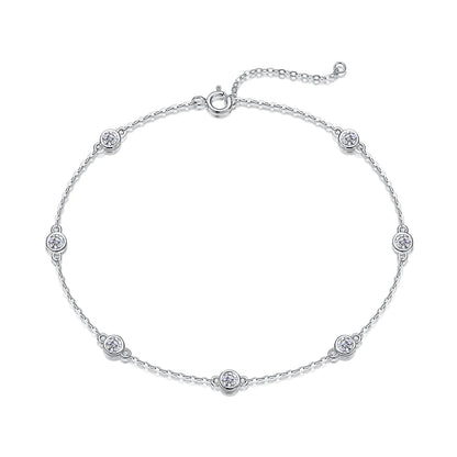 925 Solid Silver Diamond Moissanite Crystal Round Bracelet 925 Sterling Silver Bracelet Moissanite Bracelet Gift L230713081