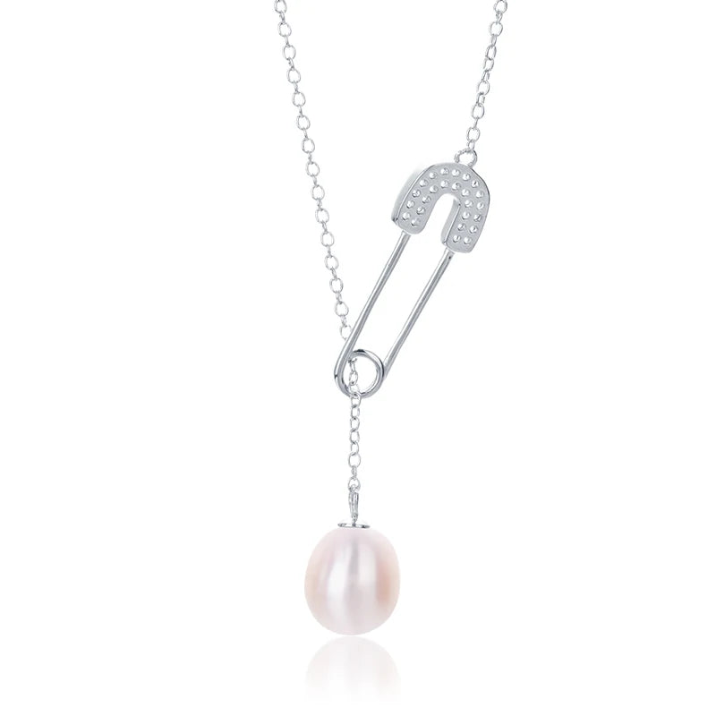 925 sterling silver women teardrop pearl charm drop pendant necklace with pearl pendant