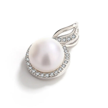 925 sterling silver cultured freshwater pearl pendant with fine zircon diamonds