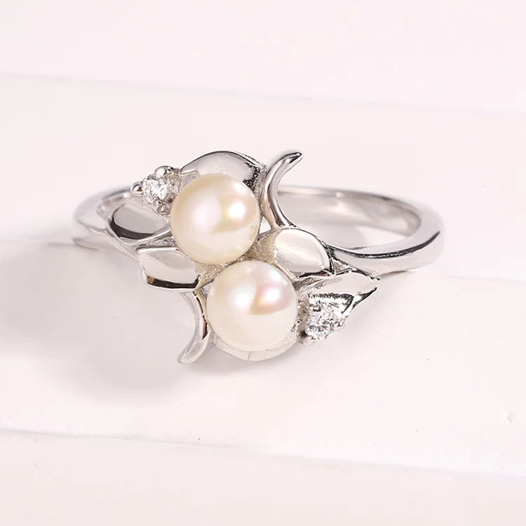 Personalized original S925 silver jewelry 925 sterling silver moissanite freshwater pearl ring