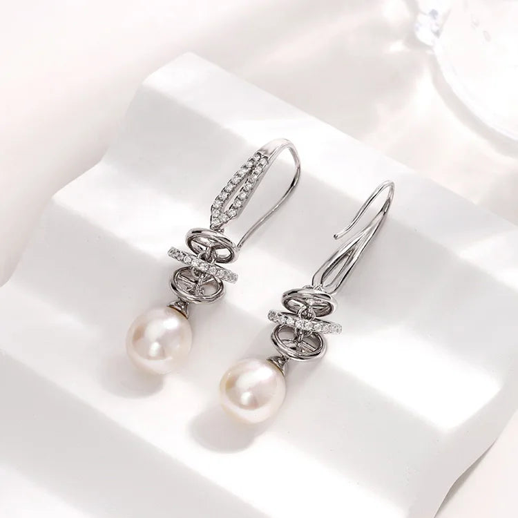 Dainty statement 925 sterling silver freshwater pearl fine jewelry drop earrings long