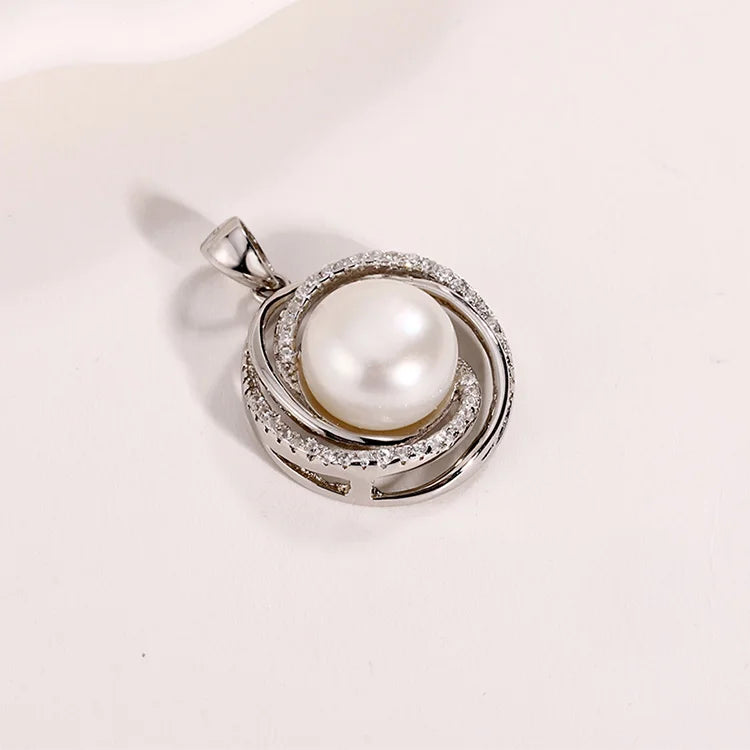 Custom fashion fine sterling silver 925 jewellery pearl round charm pendant necklace for women wholesale