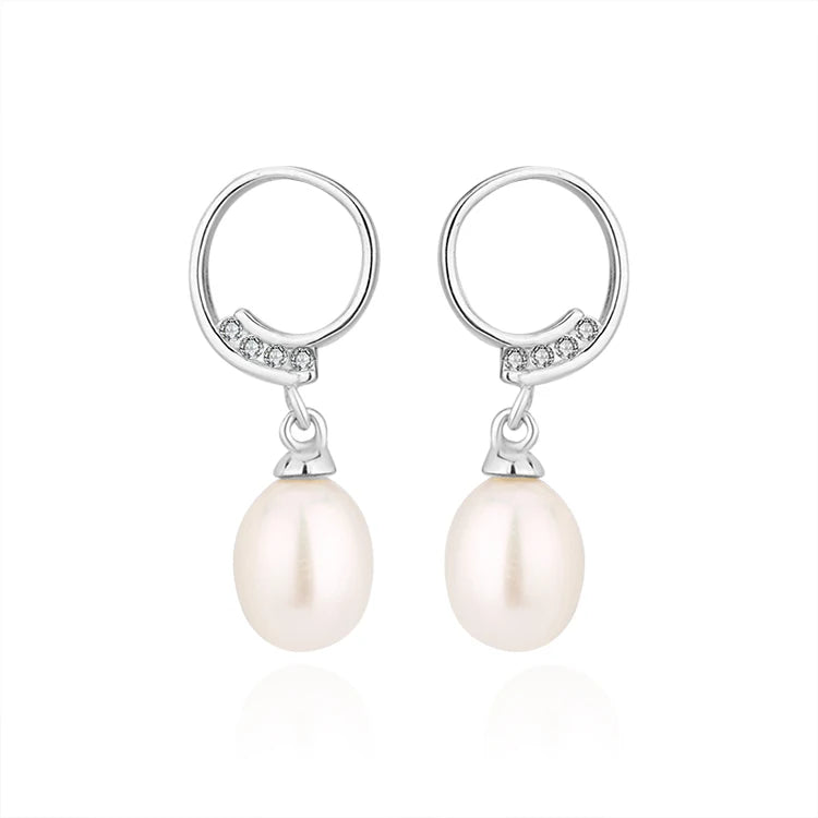 7 mm pearl funky fashion 925 sterling silver freshwater cultured pearl women earrings