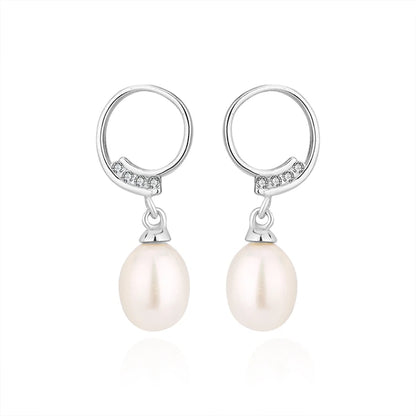 7 mm pearl funky fashion 925 sterling silver freshwater cultured pearl women earrings