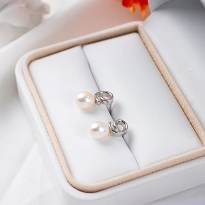 Classic Design Hypoallergenic 925 sterling silver Stud Genuine Freshwater Pearl  Rhodium-Plated Earrings simple jewelry