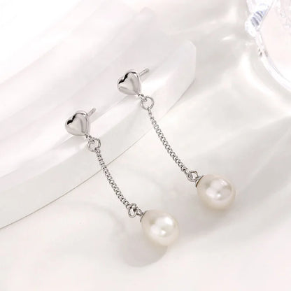 925 sterling silver long dangle drop design natural pearl earrings for women