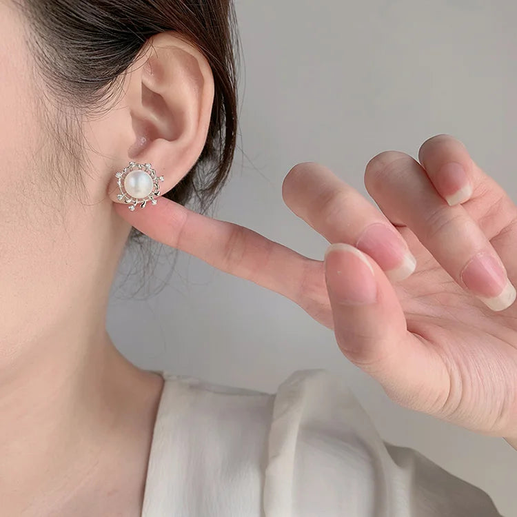 Minimalist women accessories jewelry wholesale s925 925 sterling silver pearl stud earrings