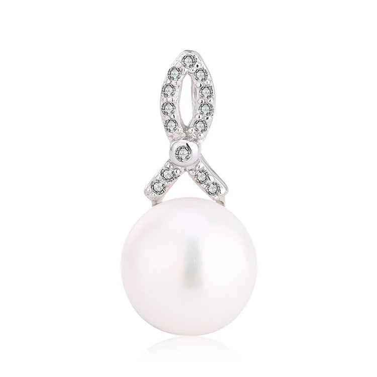 Fashion Trend 925 Sterling Silver Tie Twist Shape Freshwater Pearl Women's Pendant