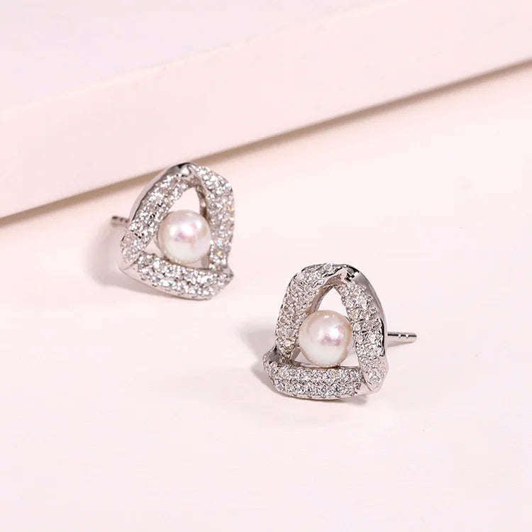 Wholesale bulk statement fine fashion jewelry 925 sterling silver freshwater natural pearl luxury women irregular studs earrings