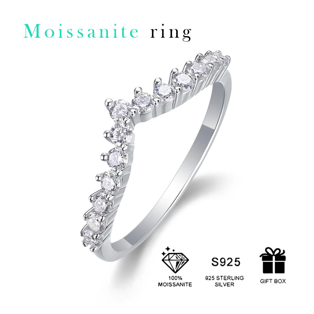 Classic 925 Sterling Silver  Cut Rings  Diamond  Platinum Plated Wedding Engagement Fine Jewelry Ring