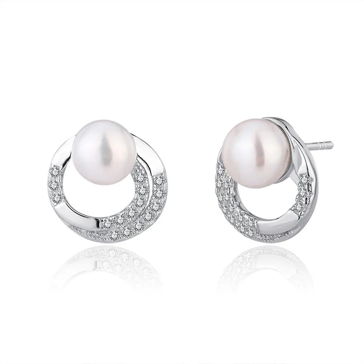 Jewelry bulk wholesale small 925 sterling silver trend ladies moissanite stud earrings with fresh water pearl