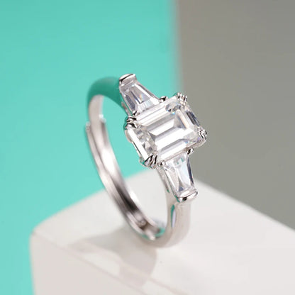 Jeweller Buy New Arrival 925 Sterling Silver 3CT Emerald Cut Moissanite Diamond Ring