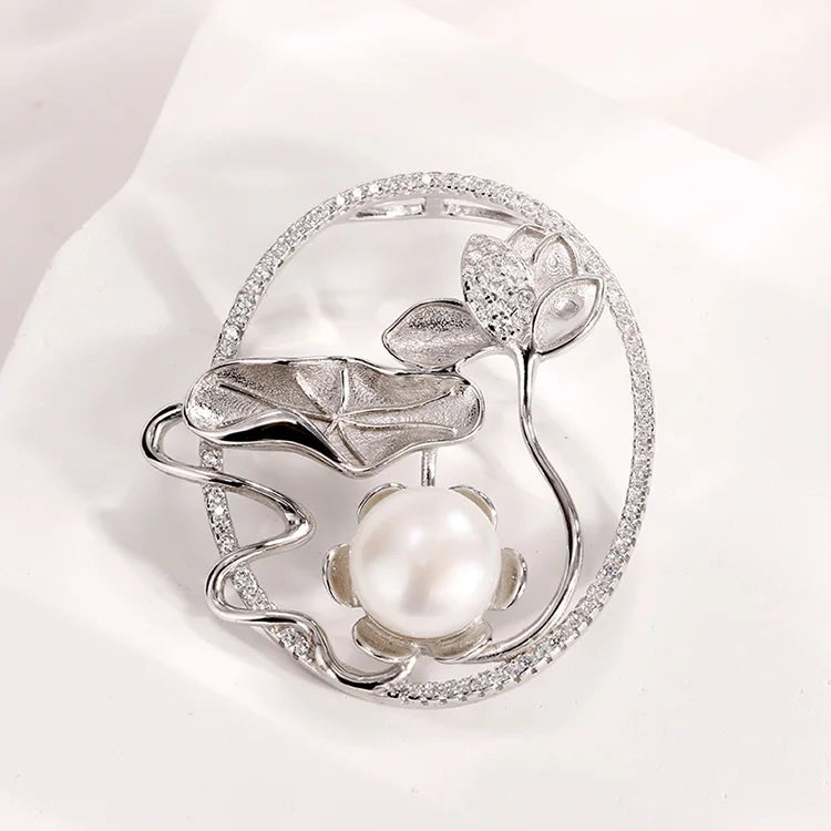 Custom 925 sterling silver modern pearl charm cz-set zirconia round pendant