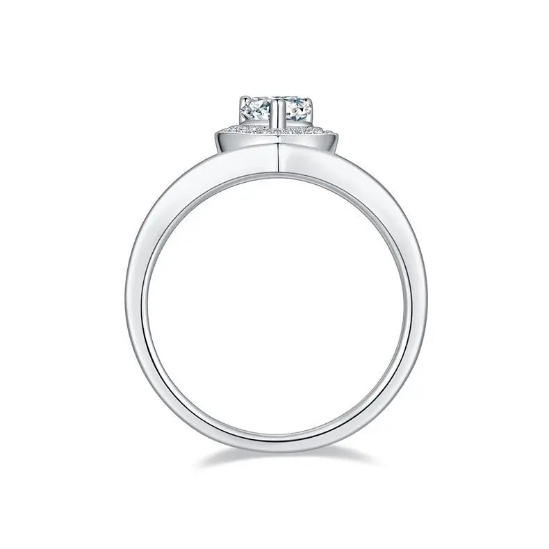 S925 Silver Platinum-Plated Classic Pear-Shaped Moissanite Ring, Elegant Timeless Design Showcasing Luxury