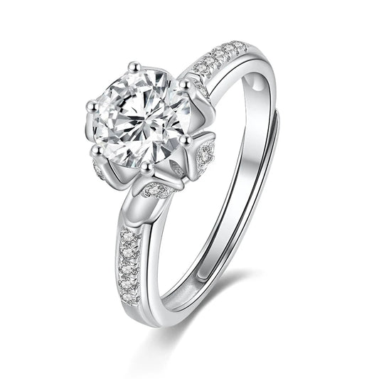 Jeweller Buy 2 CT Moissanite Diamond Ring with 925 Sterling Silver Iced Out Round Shape Claw Setting Ring