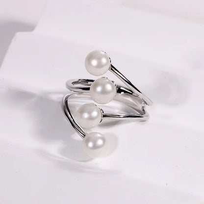 Custom original unique freshwater pearl engagement silver ring in sterling silver