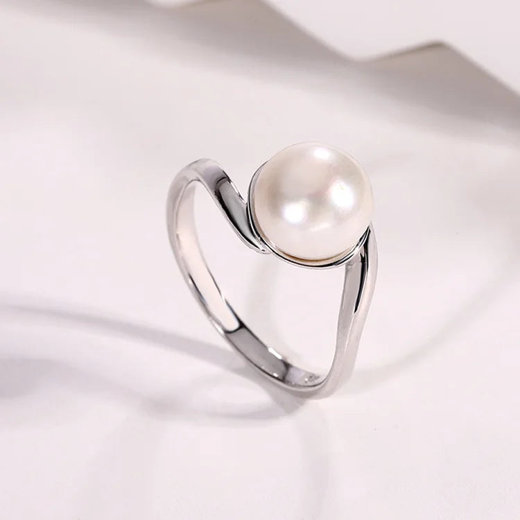 Fashion jewelry sterling silver women's freshwater pearl ring for women girls