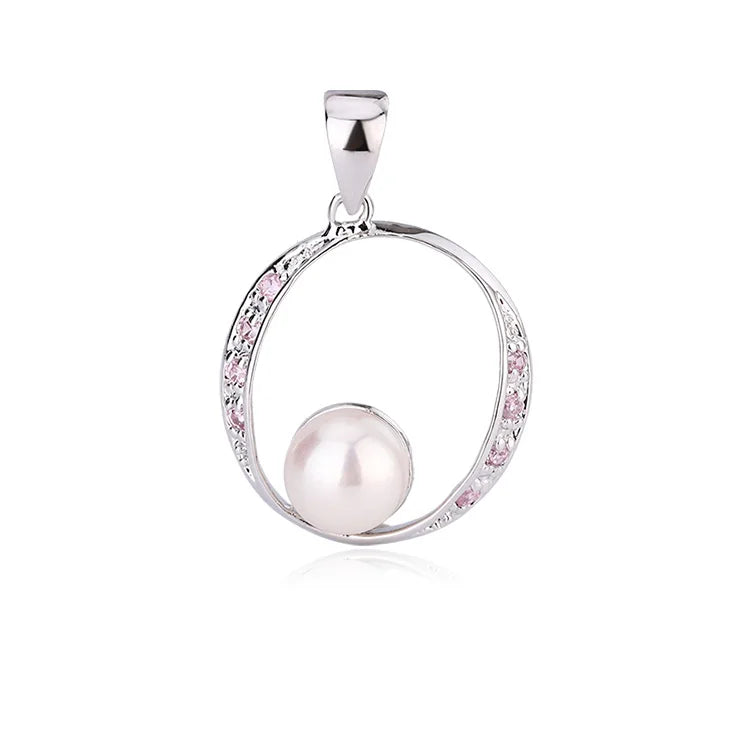 Custom 925 sterling silver moissanite pearl necklace pendant with moissanite