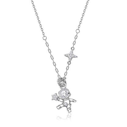 Jeweller Buy Adorable Space Astronaut Pendant Necklace Moissanite Diamond 925 Sterling Silver Link Chain Trendy Style