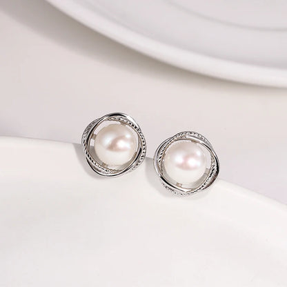 Women fine jewelry 925 sterling silver classy dainty elegant pearl flower earrings