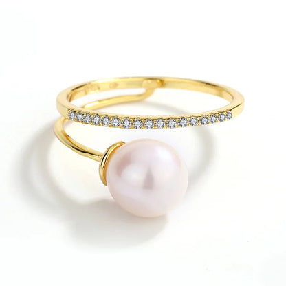 Jewelry manufacturer sterling silver 14k 18k gold plated pearl ring for women ladies