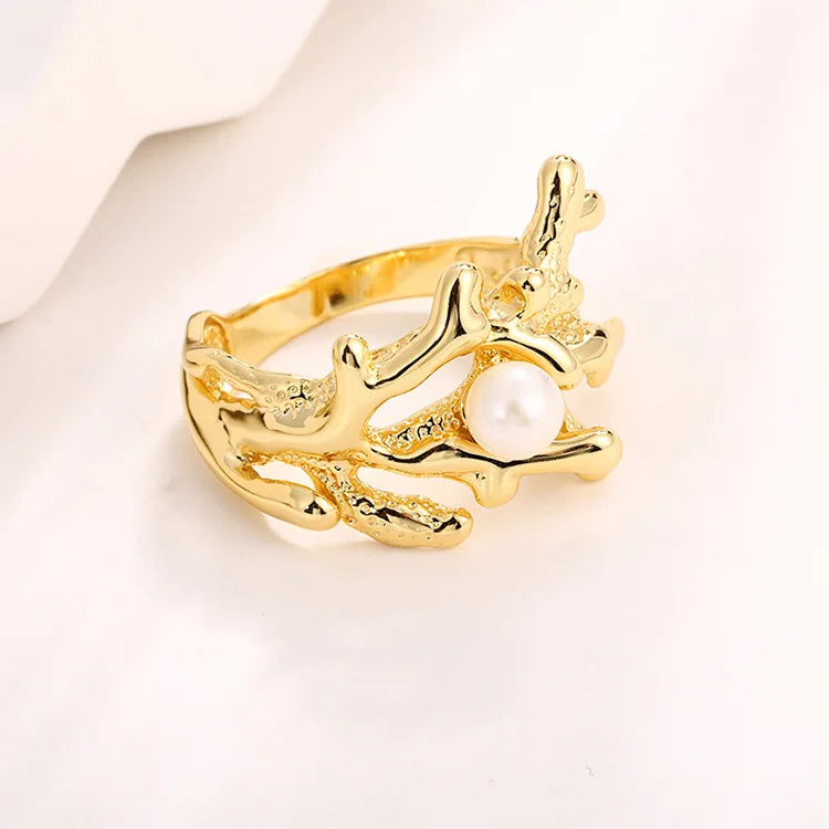 Minimalist jewelry 925 sterling silver 14k 18k gold plated statement pearl rings for women