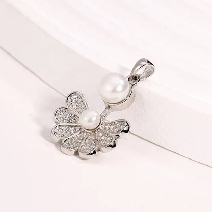 Customised name fashion fine jewelry butterfly flower long 925 sterling silver pearl necklace pendant charm for necklace