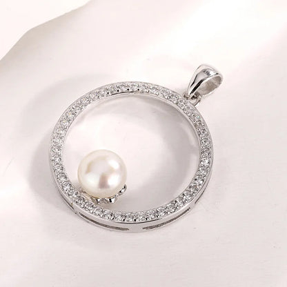 Custom jewelry designer 925 sterling silver necklace circle charm freshwater pearl round pendant