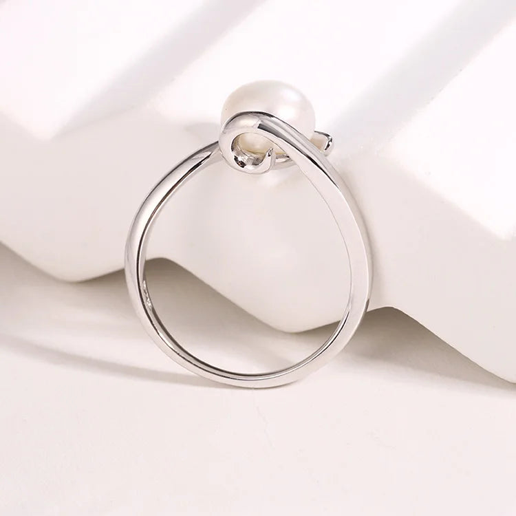 Minimalist 925 sterling silver casual fashion jewelry women freshwater pearl ring