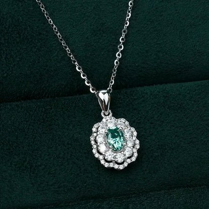 Jeweller Buy 925 Sterling Silver Link Chain Necklace Trendy Green Moissanite Diamond Pendant Jewelry