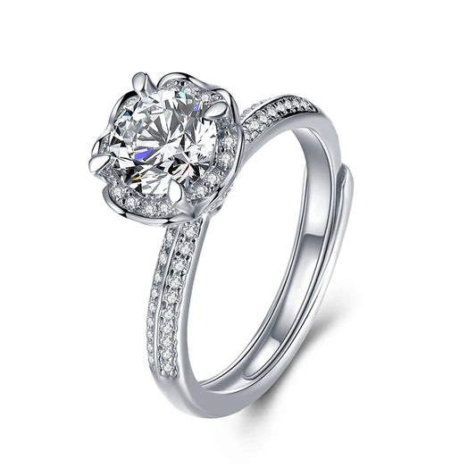 Jeweller Buy 925 Sterling Silver 1.0ct Round Brilliant Cut Moissanite Diamond Engagement Ring