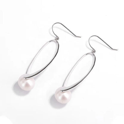 Trendy fashion wholesale women western pearl 925 sterling silver zircon large hoop stud earrings