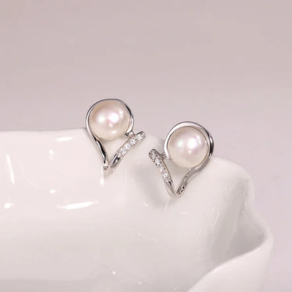 Wholesale bulk trendy women luxury 925 silver diamond statement pearl earrings