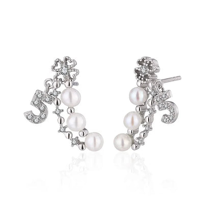 2024 trend wholesale custom logo 925 sterling silver pearl luxury irregular shape diamond zircon stud earrings