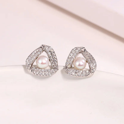 Wholesale bulk statement fine fashion jewelry 925 sterling silver freshwater natural pearl luxury women irregular studs earrings