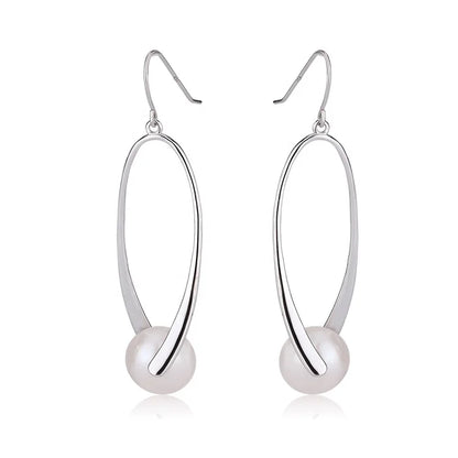 Trendy fashion wholesale women western pearl 925 sterling silver zircon large hoop stud earrings