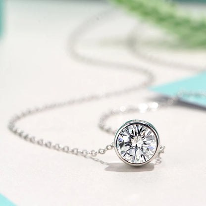 Jeweller Buy Brilliant Round Cut Moissanite Pendant On S925 Sterling Silver Link Chain Trendy Necklace