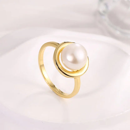 Real freshwater pearl 18k gold plated 925 sterling silver women wedding rings for women