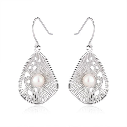 Elegant classy s925 sterling silver pearl minimalist statement women earrings with freshwater pearl