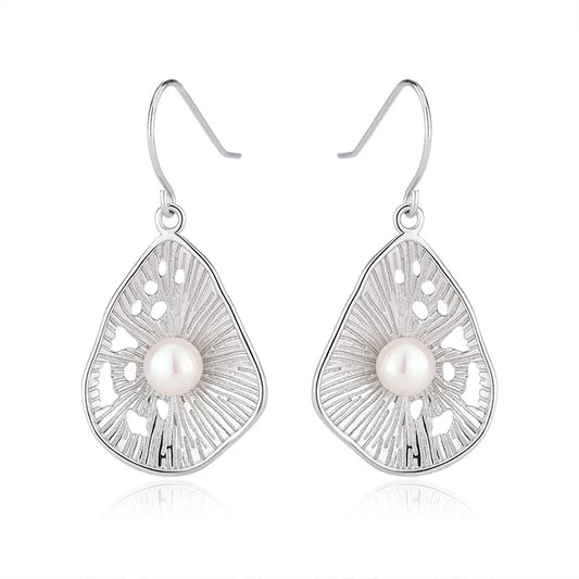 Elegant classy s925 sterling silver pearl minimalist statement women earrings with freshwater pearl