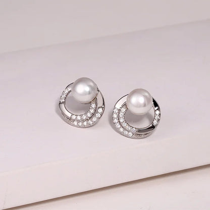 Jewelry bulk wholesale small 925 sterling silver trend ladies moissanite stud earrings with fresh water pearl