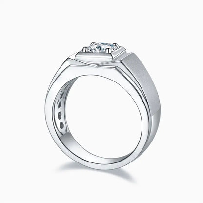 Men's 1 Carat Moissanite Ring in 925 Sterling Silver - Single Stone Wedding/Engagement/Anniversary Gift